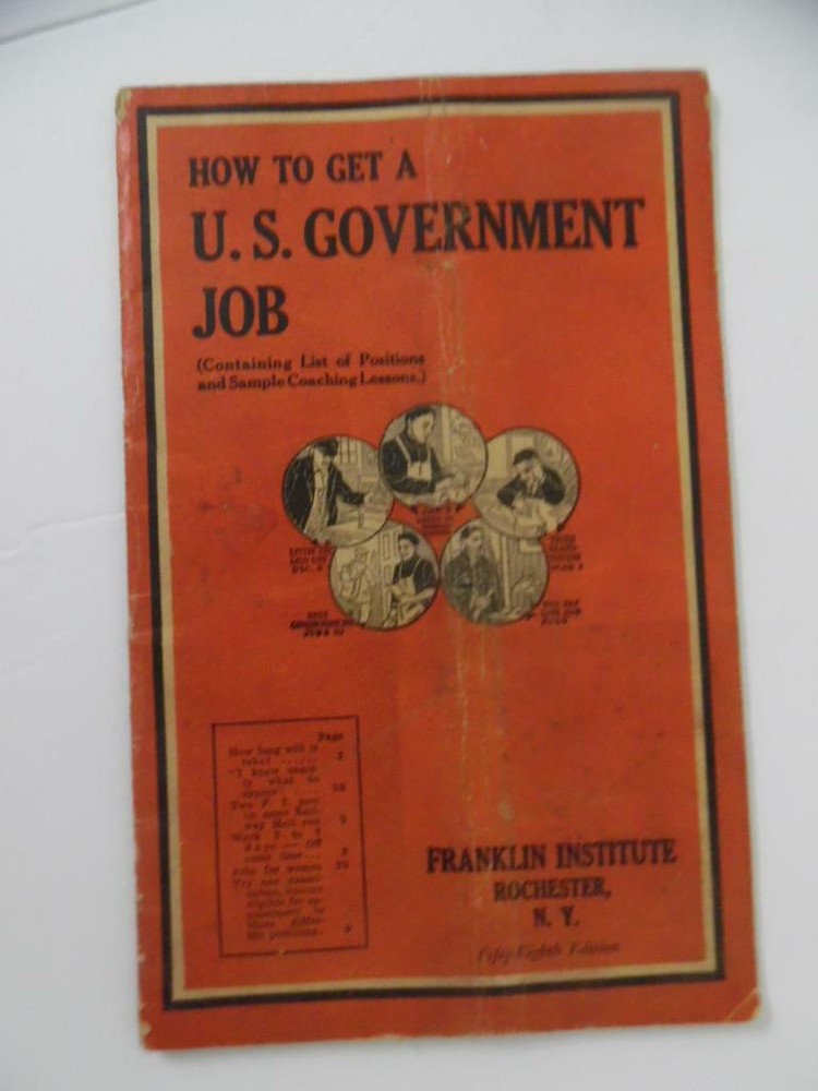 1933 HOW TO GET A GOVERNMENT JOB Book Franklin Institute Depression Era Vintage