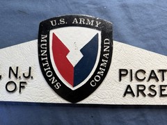 Vtg Picatinny Arsenal Metal Sign (3lbs) Dover NJ Munitions Command