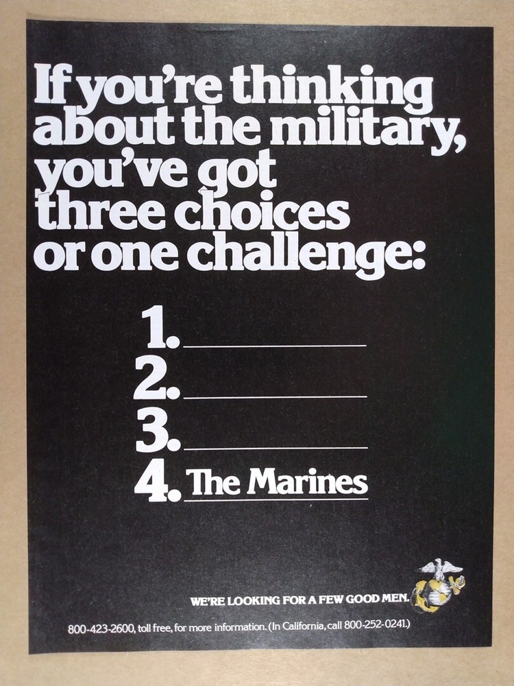 1974 USMC Marines Recruitment vintage print Ad