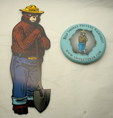 Smokey The Bear Help Prevent Wild Fires! Pin Button & Bookmark NOS New