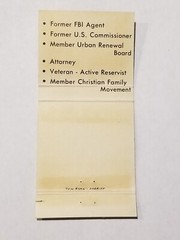 Superior Match Chicago Matchbook Tom Ryan Sheriff Election 30 Strike MB9