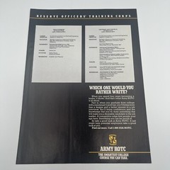 1988 US Army ROTC Print Ad 8″X11″ the smartest college course better resume