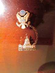 Pin Brooch US Capitol US Seal Government American Eagle Flag Gold Pin VTG