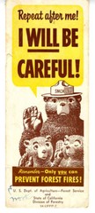 Old Smokey the Bear Paper Advertising Bookmark