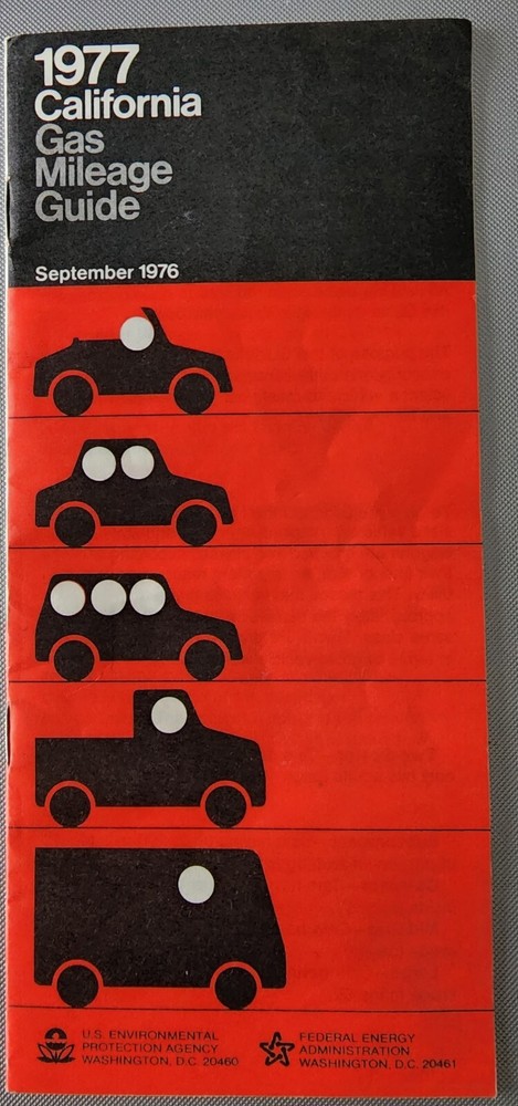1977 Gas Mileage Guide U.S. Environmental Protection Agency Vintage Booklet