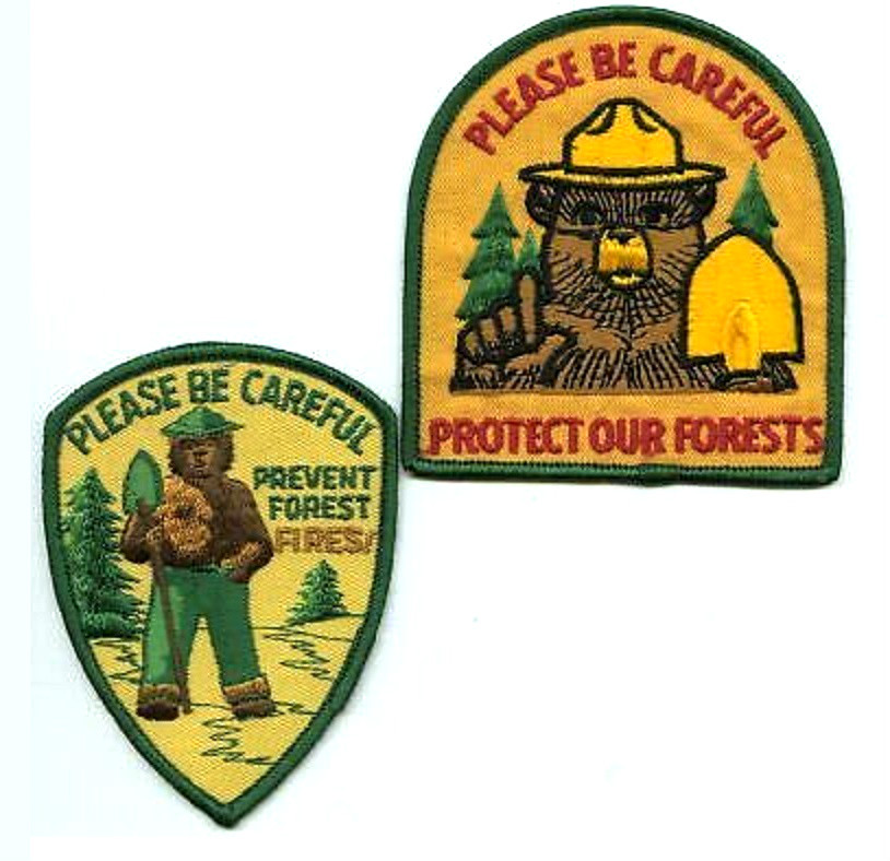 VINTAGE FOREST SERVICES SMOKY BEAR PREVENT FIRE 2-PATCH