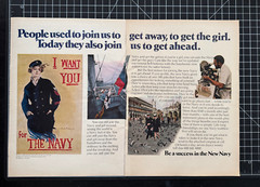 US Navy Military See the World Electronics Double Page Vintage Print Ad 1973