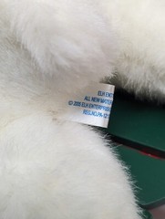1995 USPS EXPRESS DELIVERY WHITE PLUSH CHRISTMAS TEDDY BEAR ON WOODEN SLED 11.5″