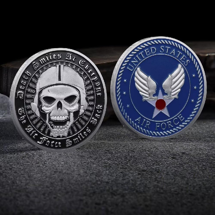 Military Smiles Back Challenge Coin Collectable Armed Forces Skull 1-pc