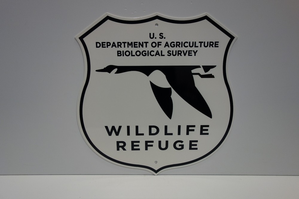 WILDLIFE REFUGE US DEPARTMENT OF AGRICULTURE SIGN ENAMEL COAT 14″ BY 14″