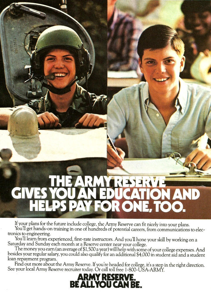 1984 US Army Reserve College Education vintage Print Ad Advertisement