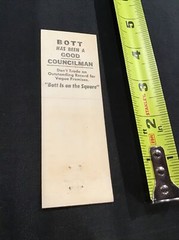 WG Gerry Bott Coyncilman Position No 1 Election Matchbook Cover