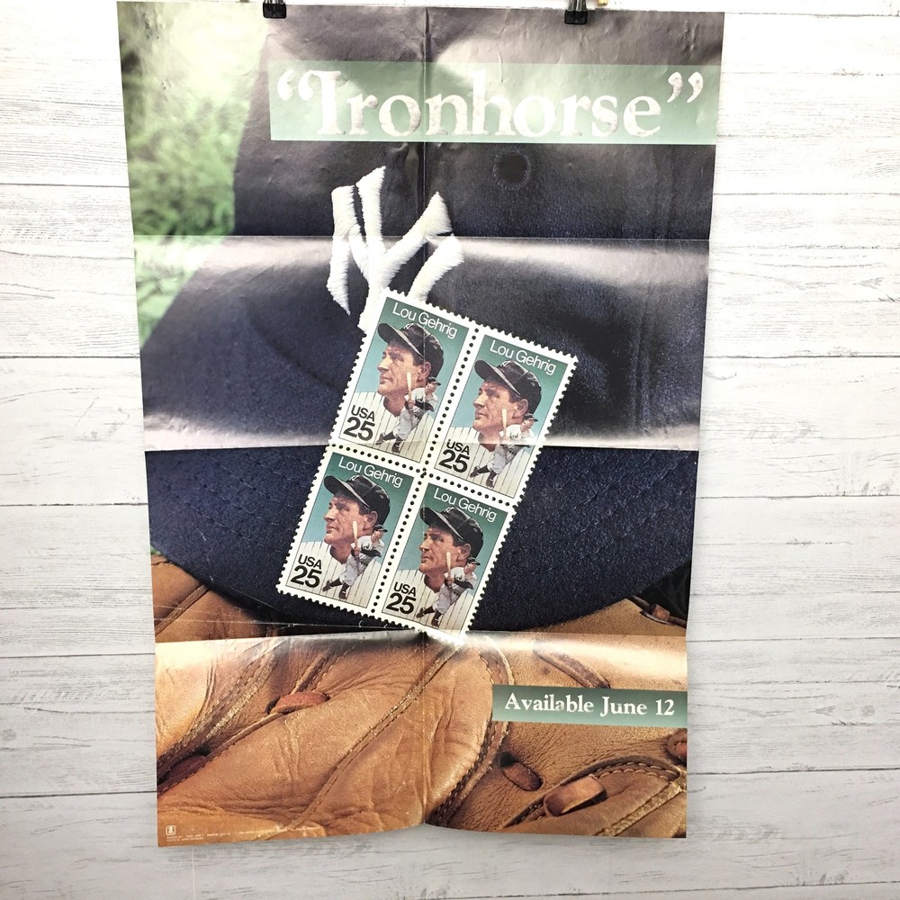 Vintage Lou Gehrig Official Post Office Poster USPS Collectible Art 24″ x 36″