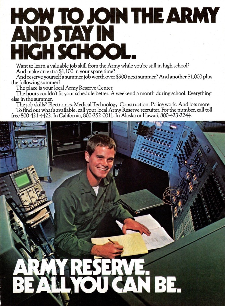 VINTAGE 1981 Army Reserve Stay In Schools Print Ad