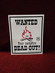 WANTED Your Campfire Dead-Out, 70’s Era Forest Service Sign 12″x10″ Vinyl