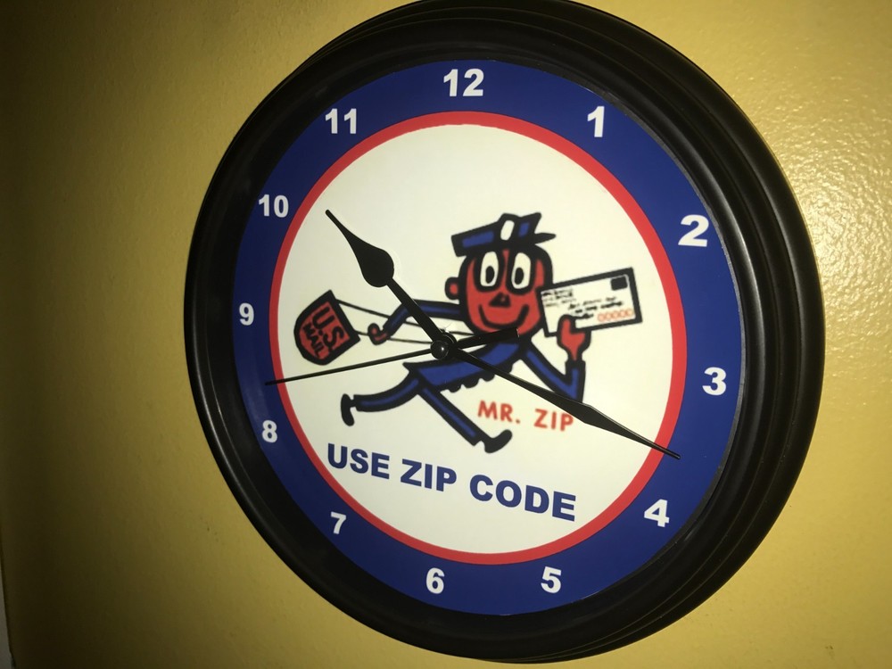 Mr. Zip Post Office Mail Carrier USPS Clock Retro Advertising Sign