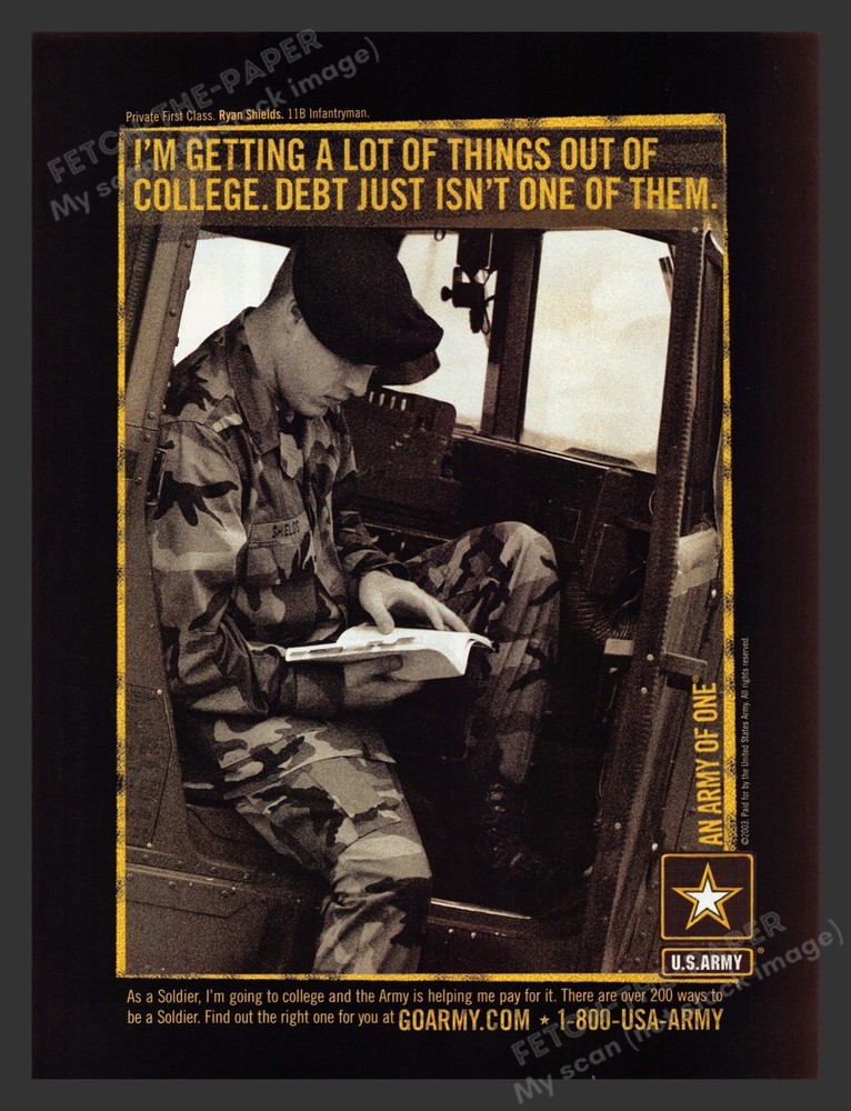 U.S. Army Private First Class Ryan Shields 2000s Print Advertisement 2005
