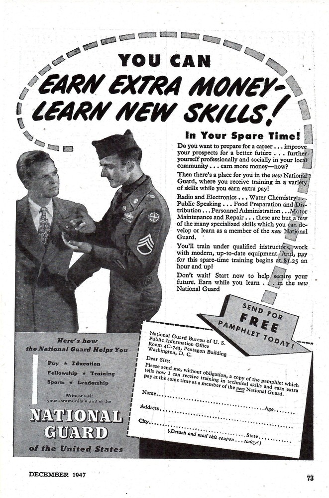 VINTAGE 1947 NATIONAL GUARD OF THE UNITED STATES PRINT AD