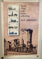 1987 87 USPS US Post Office Lobby Poster Trains Steam Engines 22¢ 24/36 inches