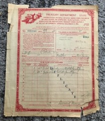 Antique IRS Treasury Department Paper Form 1920 for Opium Cocoa Leaves Sheet