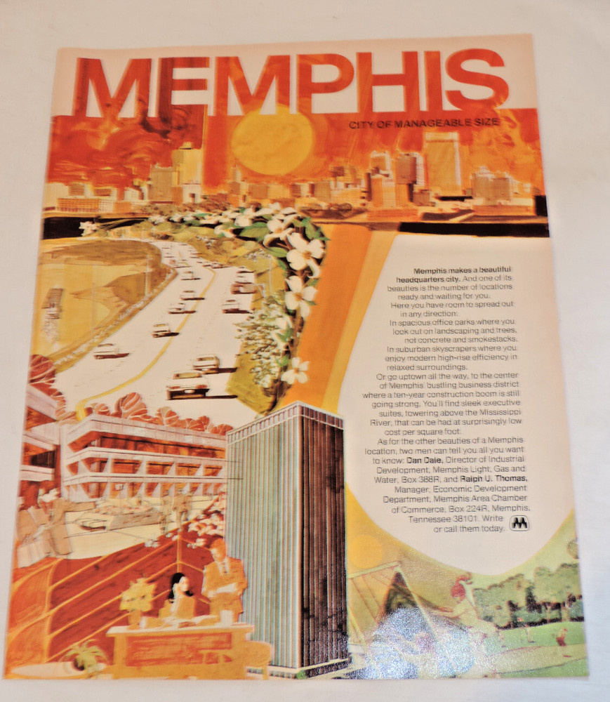 1971 MEMPHIS, TENNESSEE Large Format Full Page Color Print Advertisement