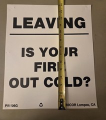 US Forest Service IS YOUR FIRE OUT COLD 14 X 12″ Vinyl Sign Smokey The Bear