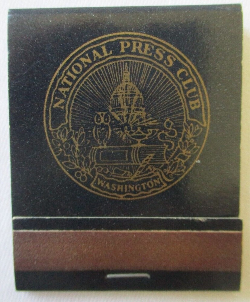 VINTAGE THE NATIONAL PRESS CLUB WASHINGTON DC BLUE FRONT STRIKE MATCHBOOK – NEW
