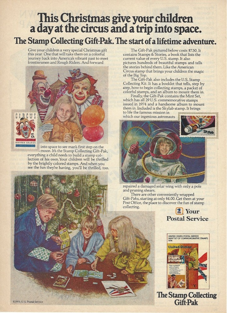 1975 US Postal Service Stamp Gift-Paks Skylab vintage Print Ad Advertisement