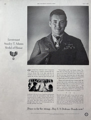 1952 U. S. Defense Bonds Medal Honor Stanley T. Adams Korea War VTG Print Ad