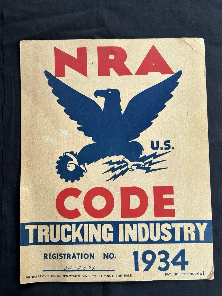 RARE! National Recovery Act NRA POSTER 1934 TRUCKING INDUSTRY Gov Printng Off