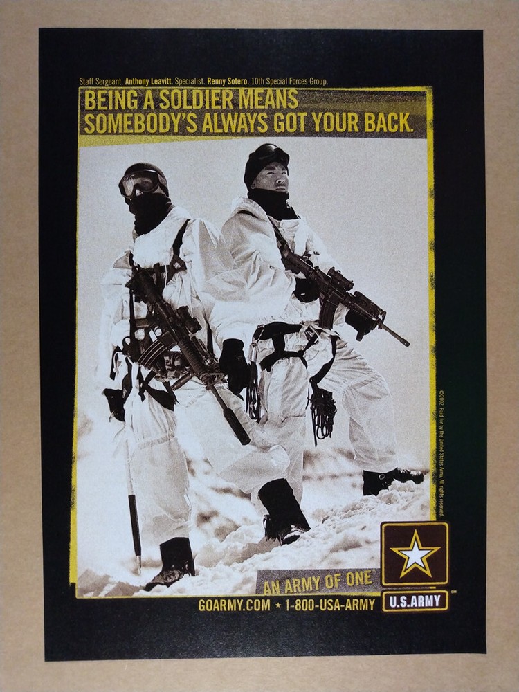 2003 US Army Recruitment 10th Special Forces Soldiers photo vintage print Ad