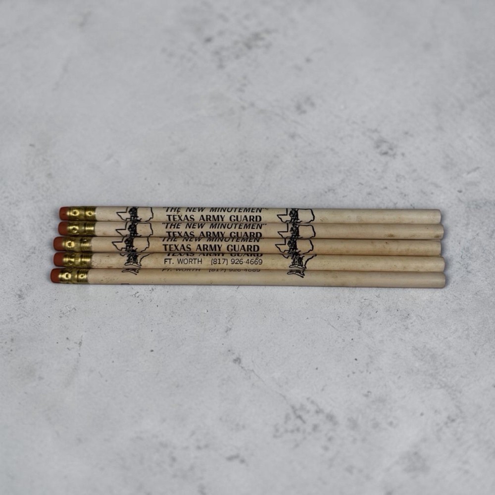 Vintage Texas Army National Guard Pencils “New Minutemen” Ft Worth Lot of 5