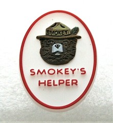 Smokey’s Helper The Bear Lapel Hat Pin Button NOS New 2000’s Forest Fires