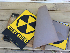 MINT FROM ORIG. BOX~50’s FALLOUT BOMB SHELTER Old Cold War Government Metal Sign