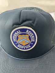 Commercial Mesh Trucker Hat Navy Blue IRS Snapback Government Theme