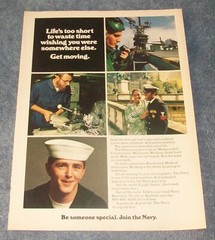 1974 US Navy Vintage Recruitment Ad «Life’s Too Short To Waste Time….»