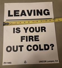 US Forest Service IS YOUR FIRE OUT COLD 14 X 12″ Vinyl Sign Smokey The Bear