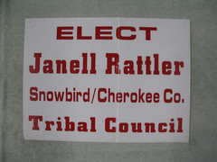 SNOWBIRD / CHEROKEE CO «ELECT» Janell Rattler Sign, 24″x18″ corrug. board.