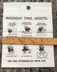 Vintage 1970s Woodsy Owl «Give a Hoot» Environmental Garbage Bag Campaign TRASH