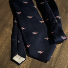 Vintage US Savings Bond Volunteers Tie Navy Blue Patriotic Eagle Flag Union Made