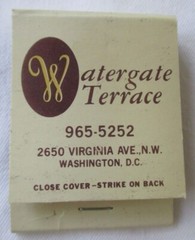 VINTAGE THE WATERGATE TERRACE WASHINGTON DC MATCHBOOK – BRAND NEW