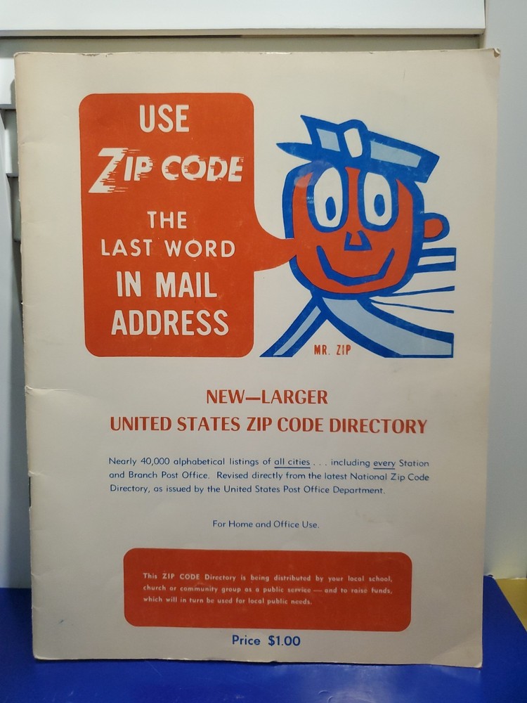 ​VTG 1970s United States Zip Code Directory Mr Zip USPS Post Office Advertising