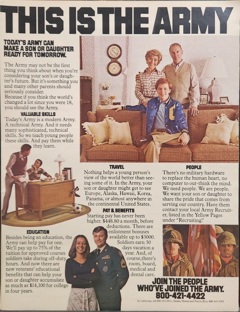1980 US Army Recruiting Print Ad Ephemera Art Decor