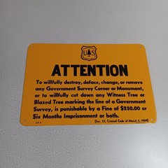 VTG NOS Forest Service National Park Attention Corner Monument Conservation Sign