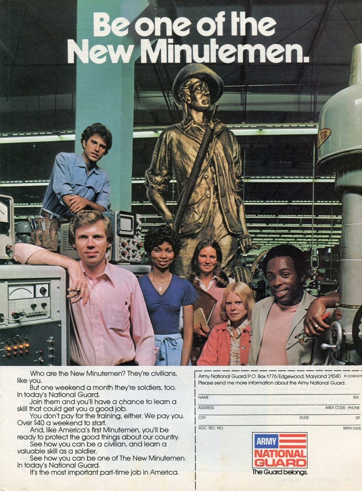 1975 Print Ad of US Army National Guard Be One of the New Minutemen Recruiting