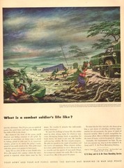 1948 vintage AD US ARMY AIR FORCE Recruiting AD ART Soldiers help Typhoon 051017