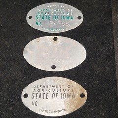 Lot of 3 Vintage Department of Agriculture State of Iowa Embossed Metal Tags L3