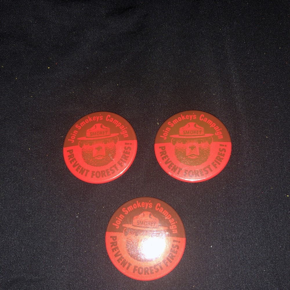 JOIN SMOKEY BEAR SMOKEYS CAMPAIGN RED PINS- Set Of 3