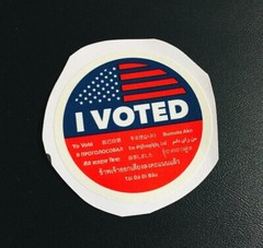 Election Sticker 2020 Pandemic Voter Polls Politics U.S. America USA Flag Round