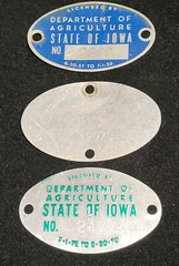 Lot of 3 Vintage Department of Agriculture State of Iowa Embossed Metal Tags L2